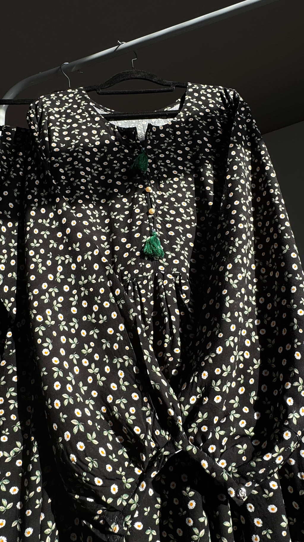 Black Floral Maternity and feeding dress Handmade